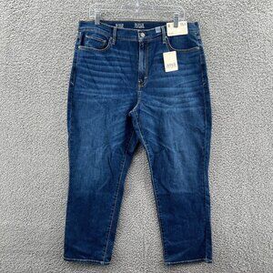 New ANA Jeans Womens 16 High-Rise Straight Blue Stretch Denim Fitted Hip & Thigh